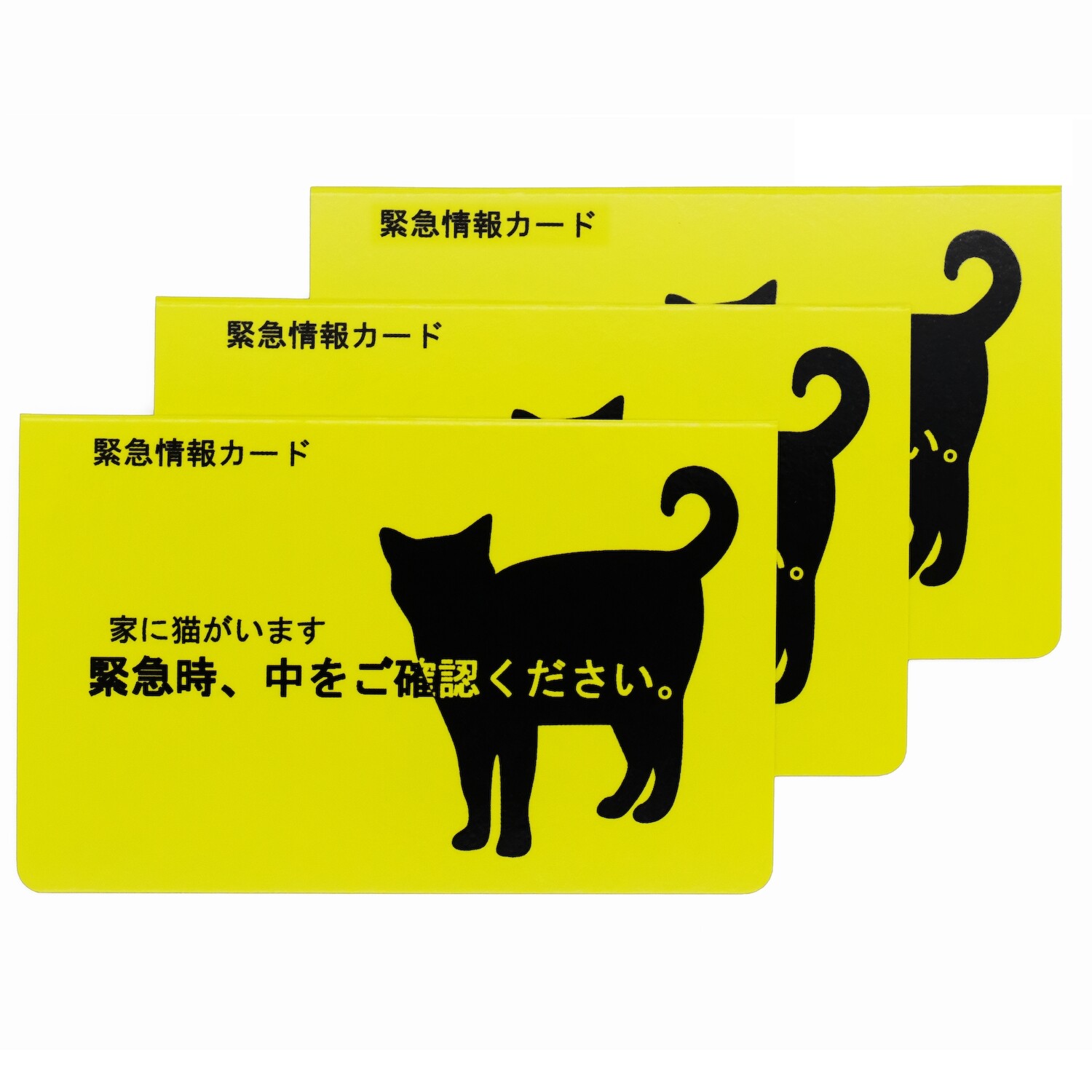 【日本製】家に猫がいます 緊急情報カード クレジットカードサイズ（3枚セット）